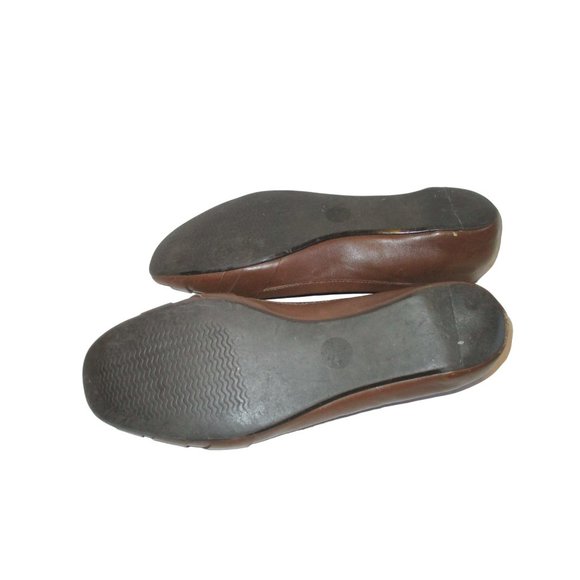 *M.P.S. Brown Squared Almond Toe Ballet Flats - Picture 7 of 9